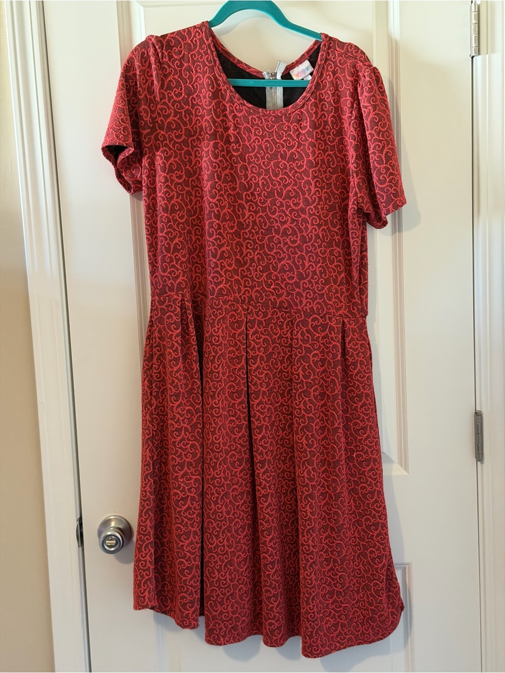 LuLaRoe Red Swirl Short-Sleeve Fit & Flare Dress